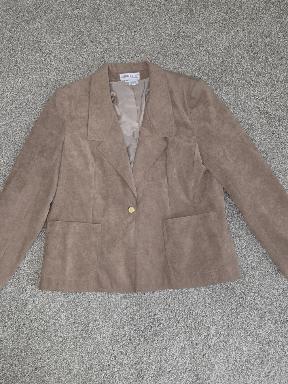 Vintage Ultrasuede New York Taupe Suede Single-Button Blazer